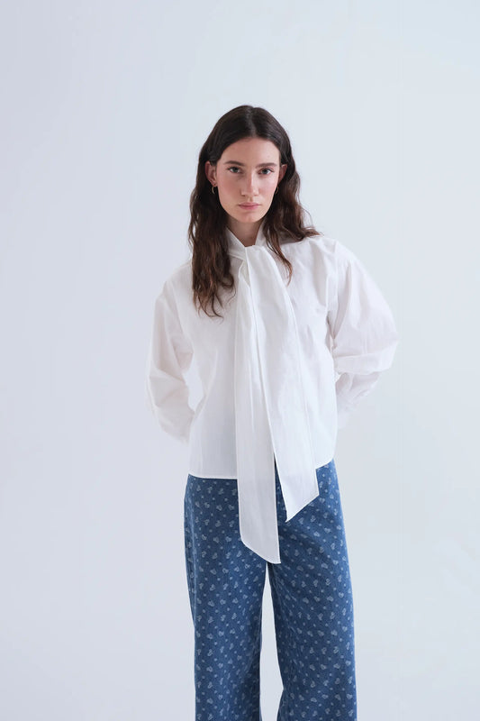 Camisa  lazada 100% algodón blanco