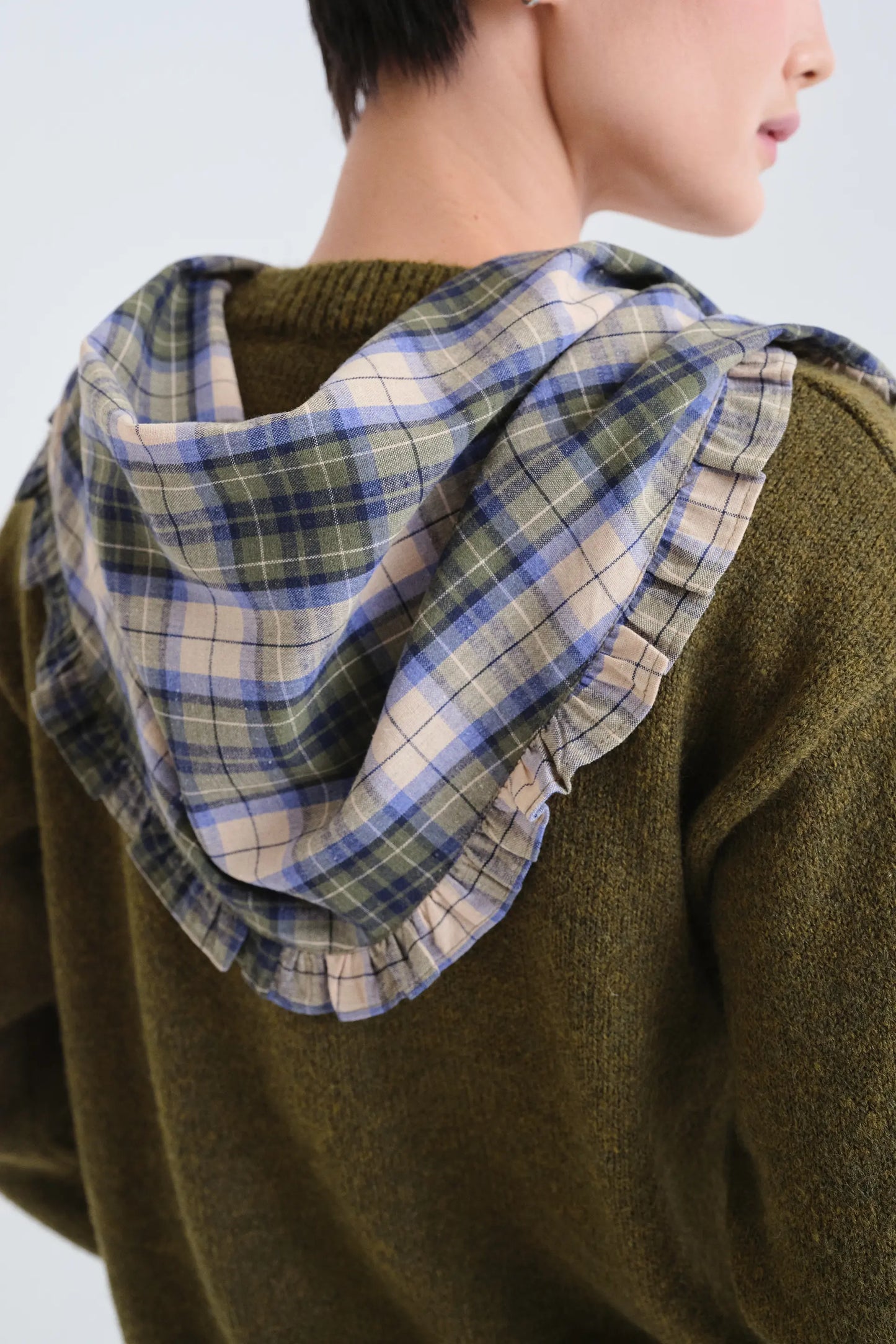 Bandana 100% algodón con estampado de cuadros verde