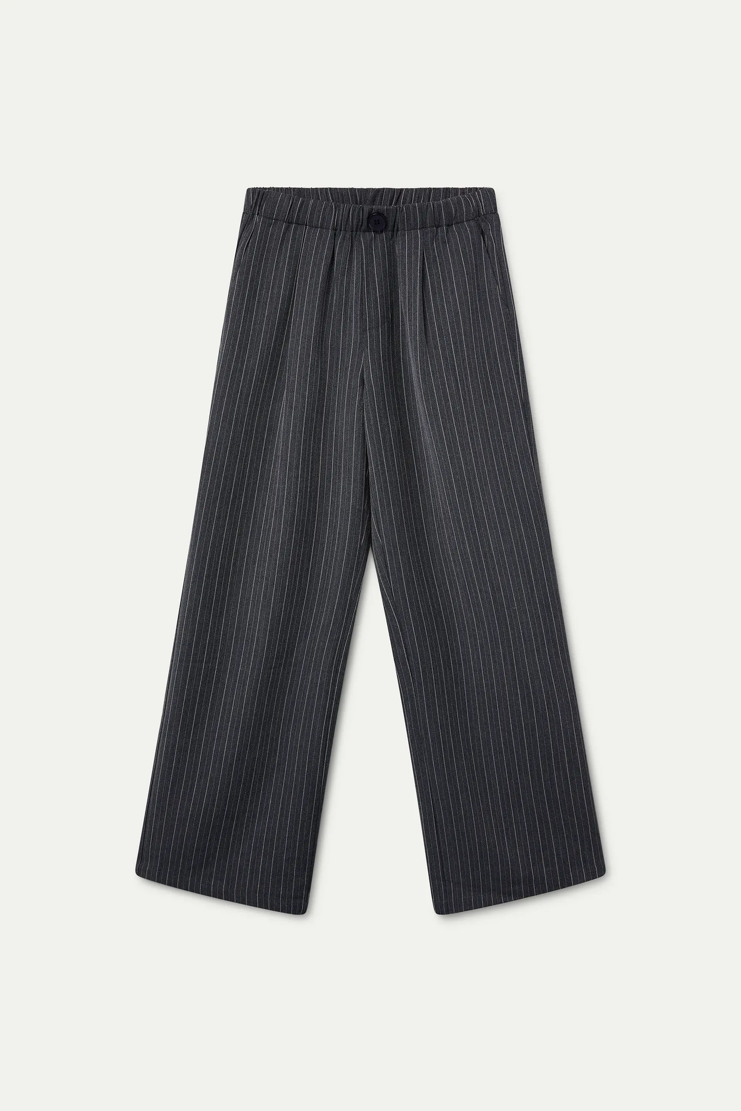 Pantaloni con stampa a righe sottili grigie