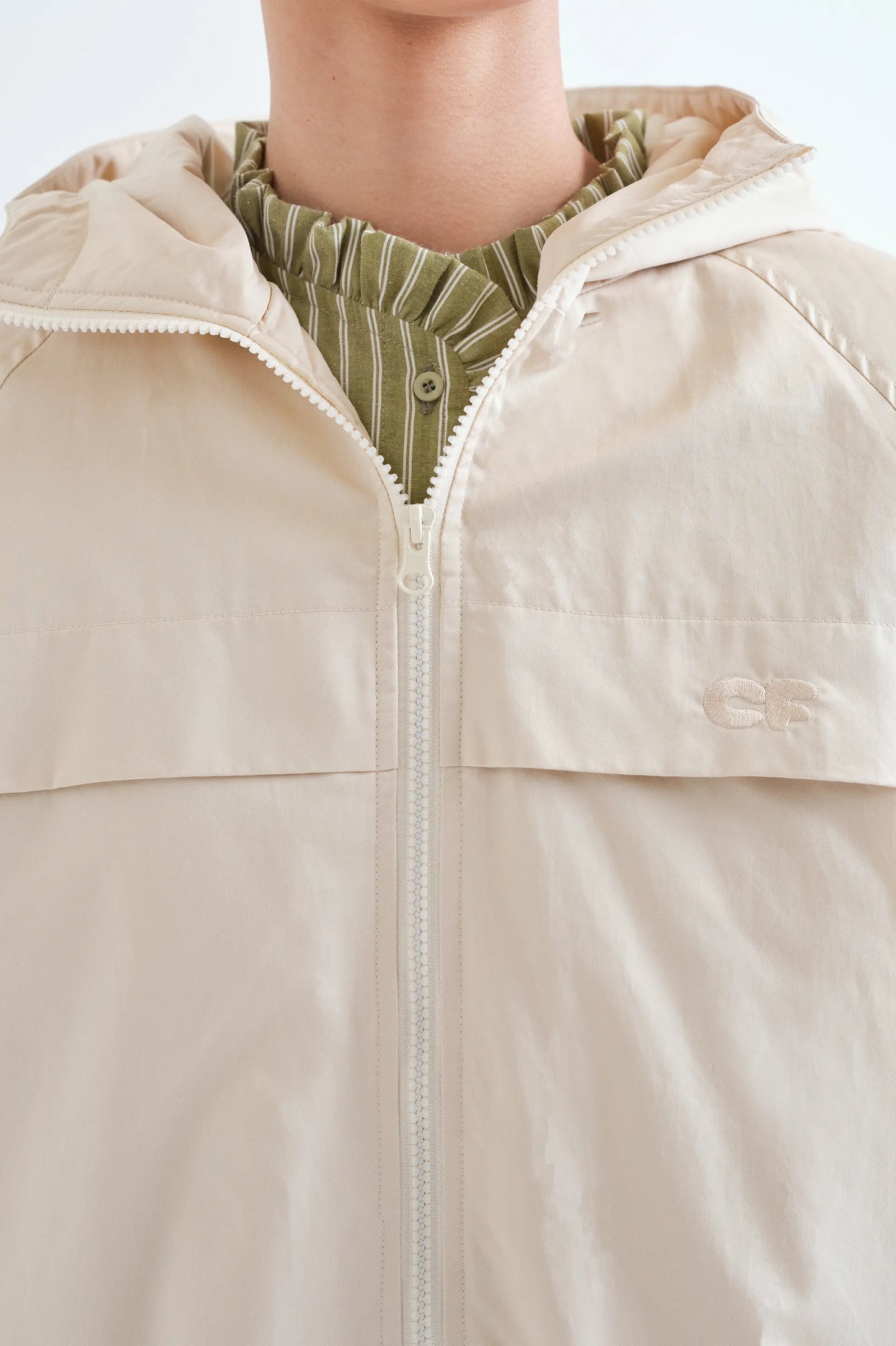 Chaqueta 100% algodón blanco crudo "CF"
