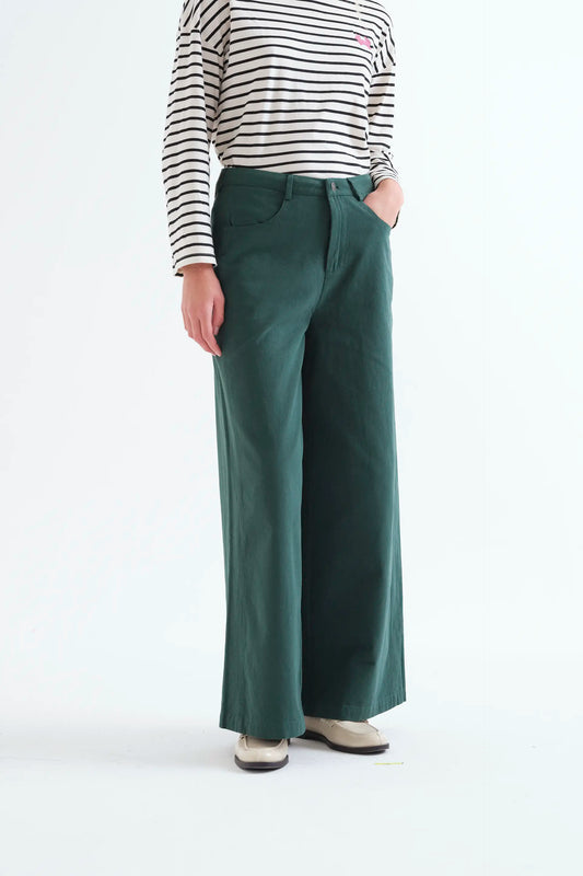Pantalón vaquero 100% algodón verde petróleo