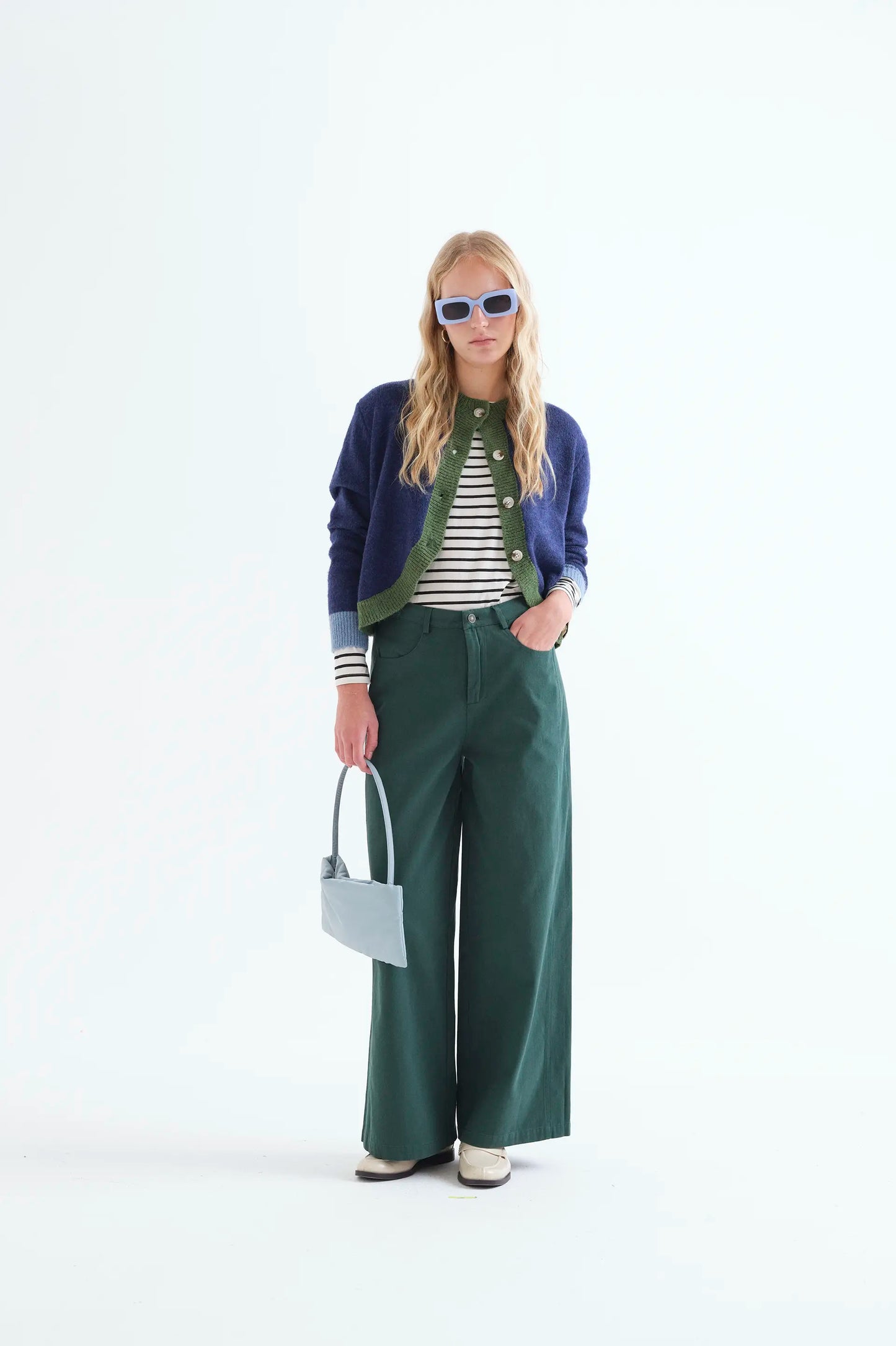 100% petrol green cotton jeans