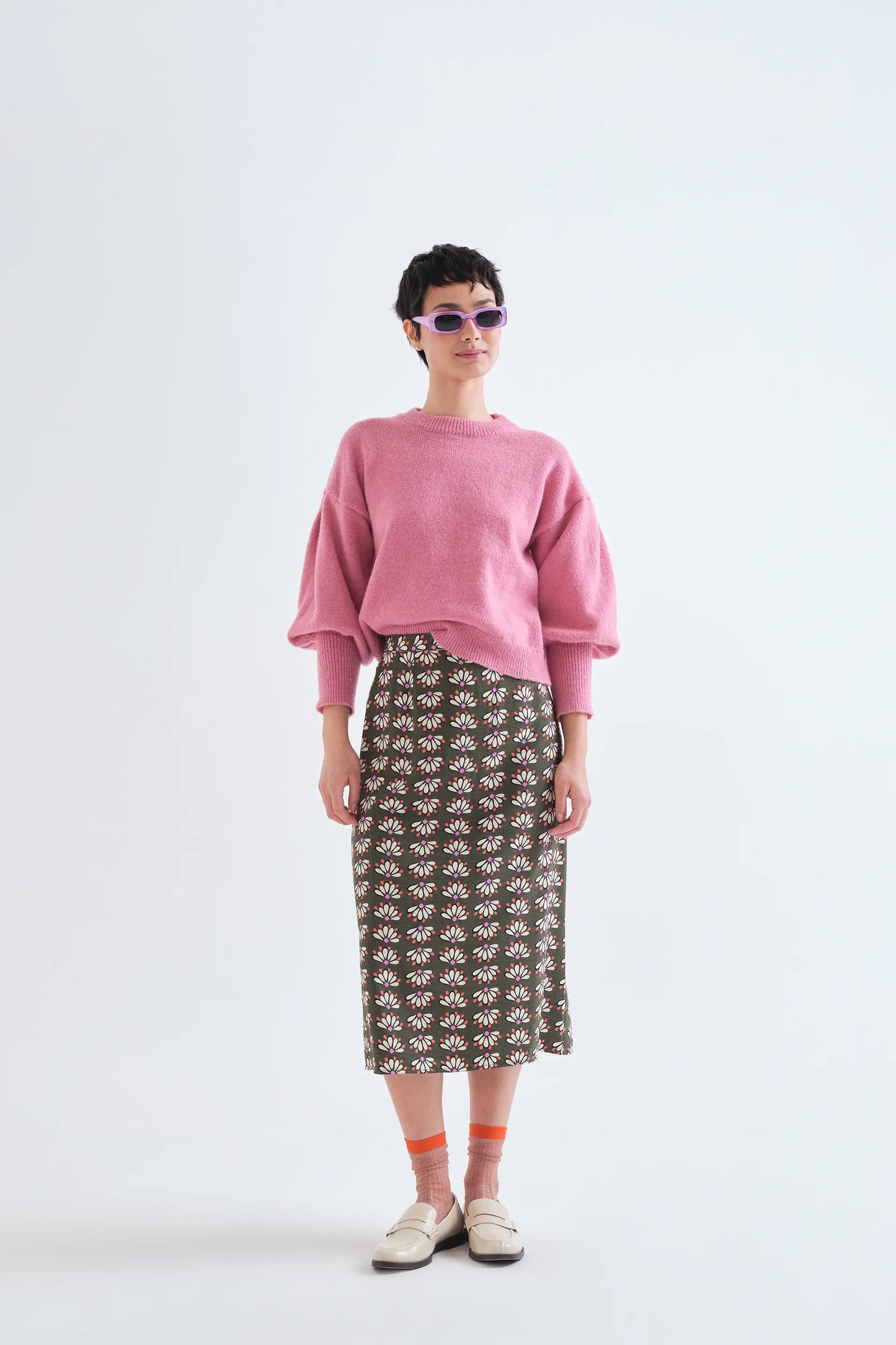 Falda midi con estampado Geometry
