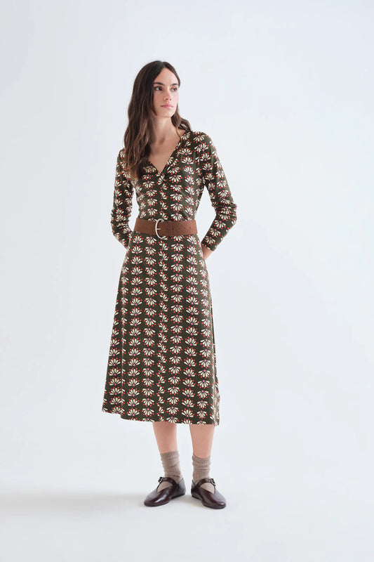 Vestido midi con estampado Geometry