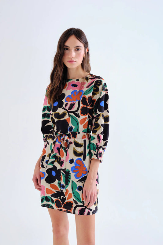 Vestido corto con estampado Neo Garden