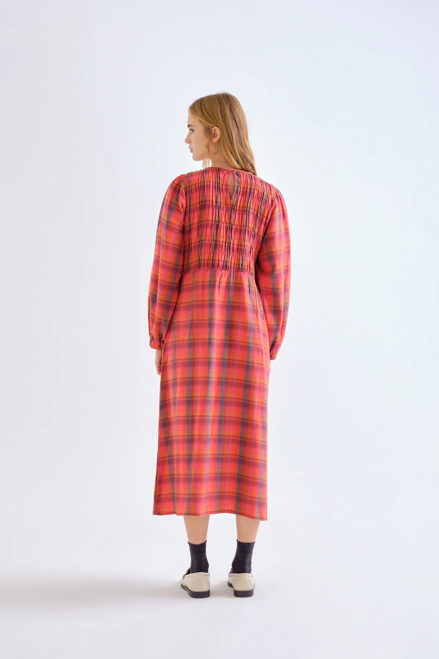 100% cotton Pink Plaid print dress