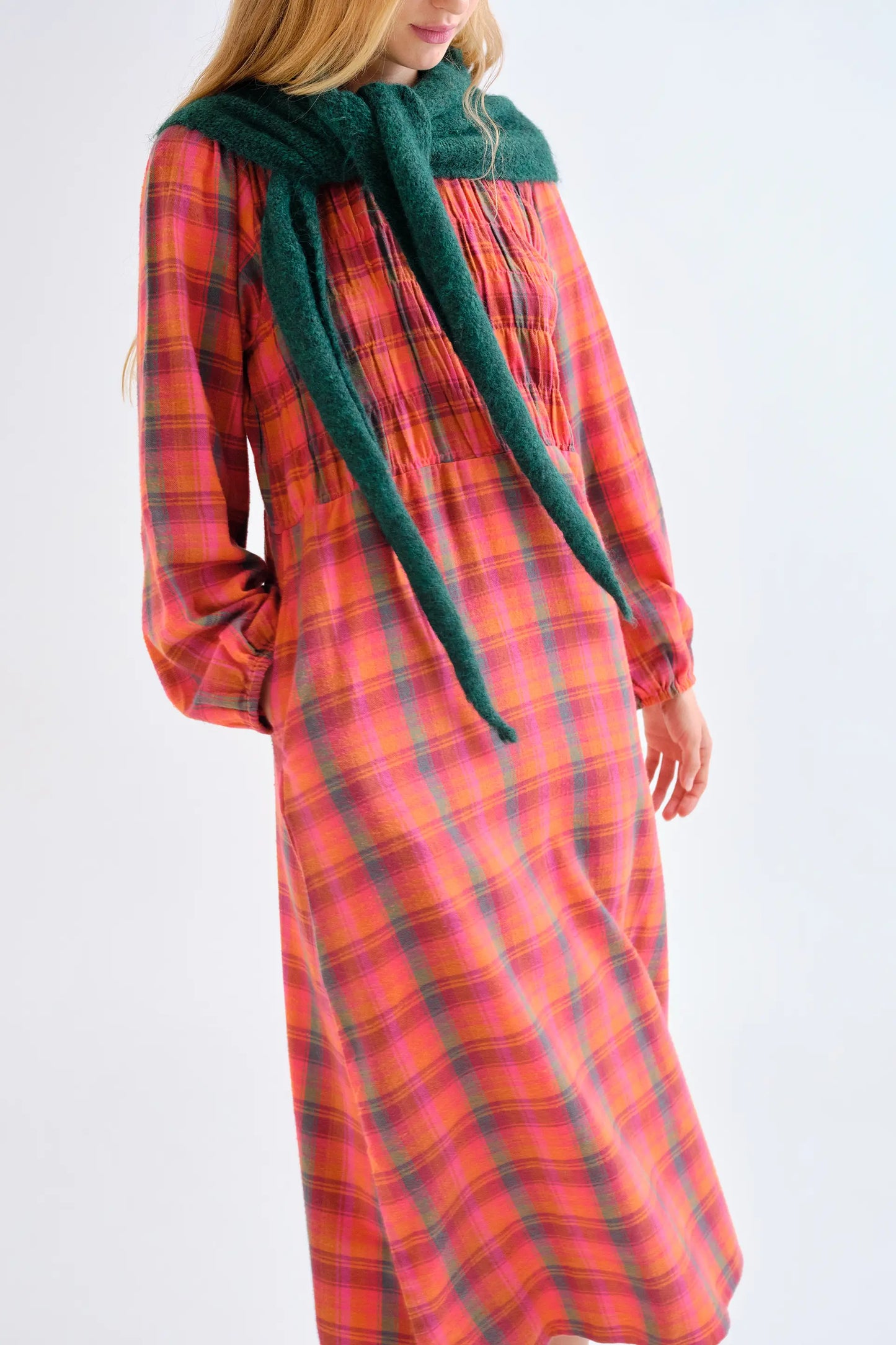100% cotton Pink Plaid print dress