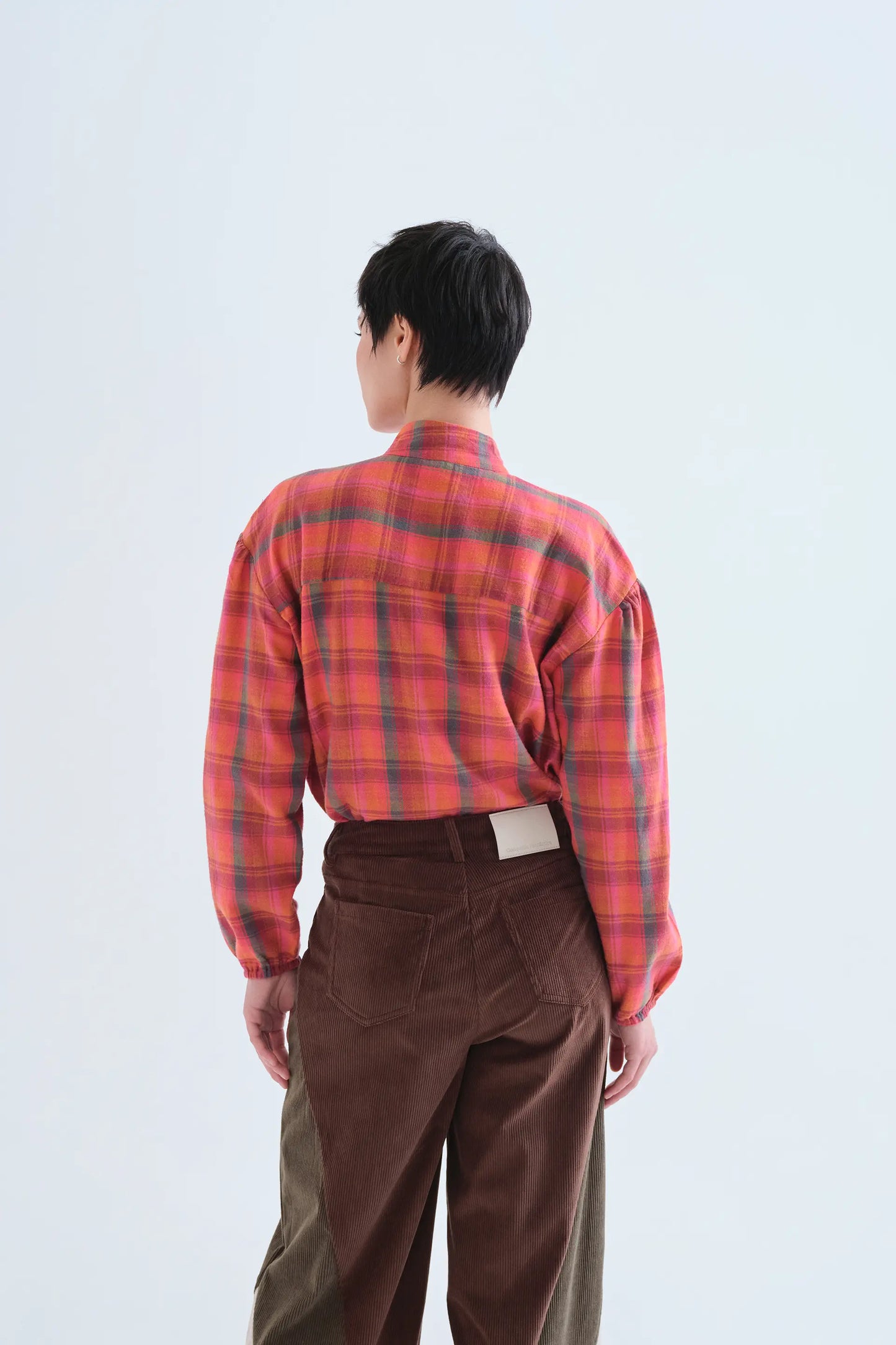 100% cotton Pink Plaid print shirt