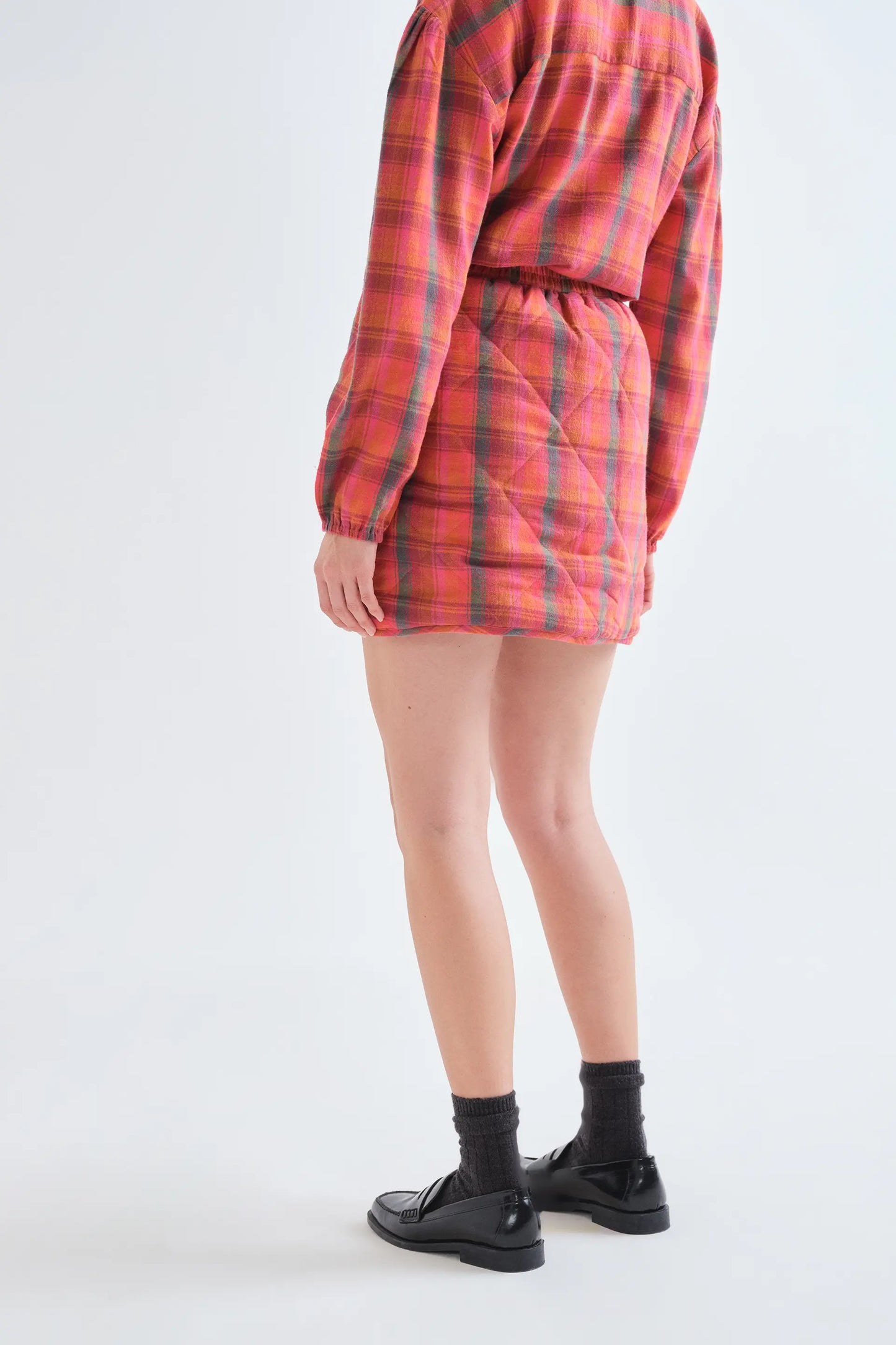 100% cotton Pink Plaid print skirt
