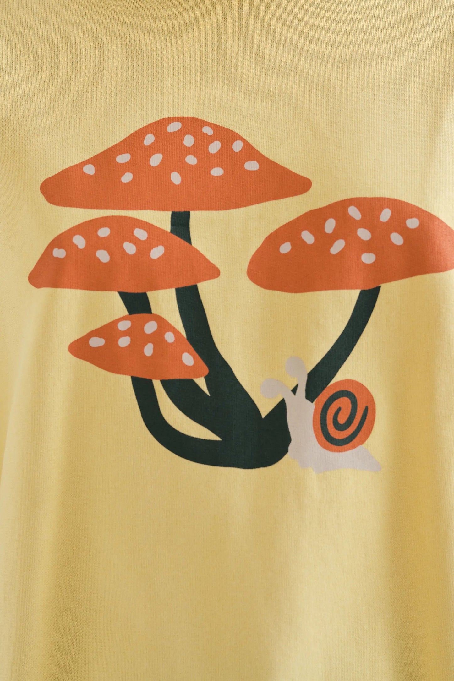 T-shirt 100% cotone gialla con stampa a funghi