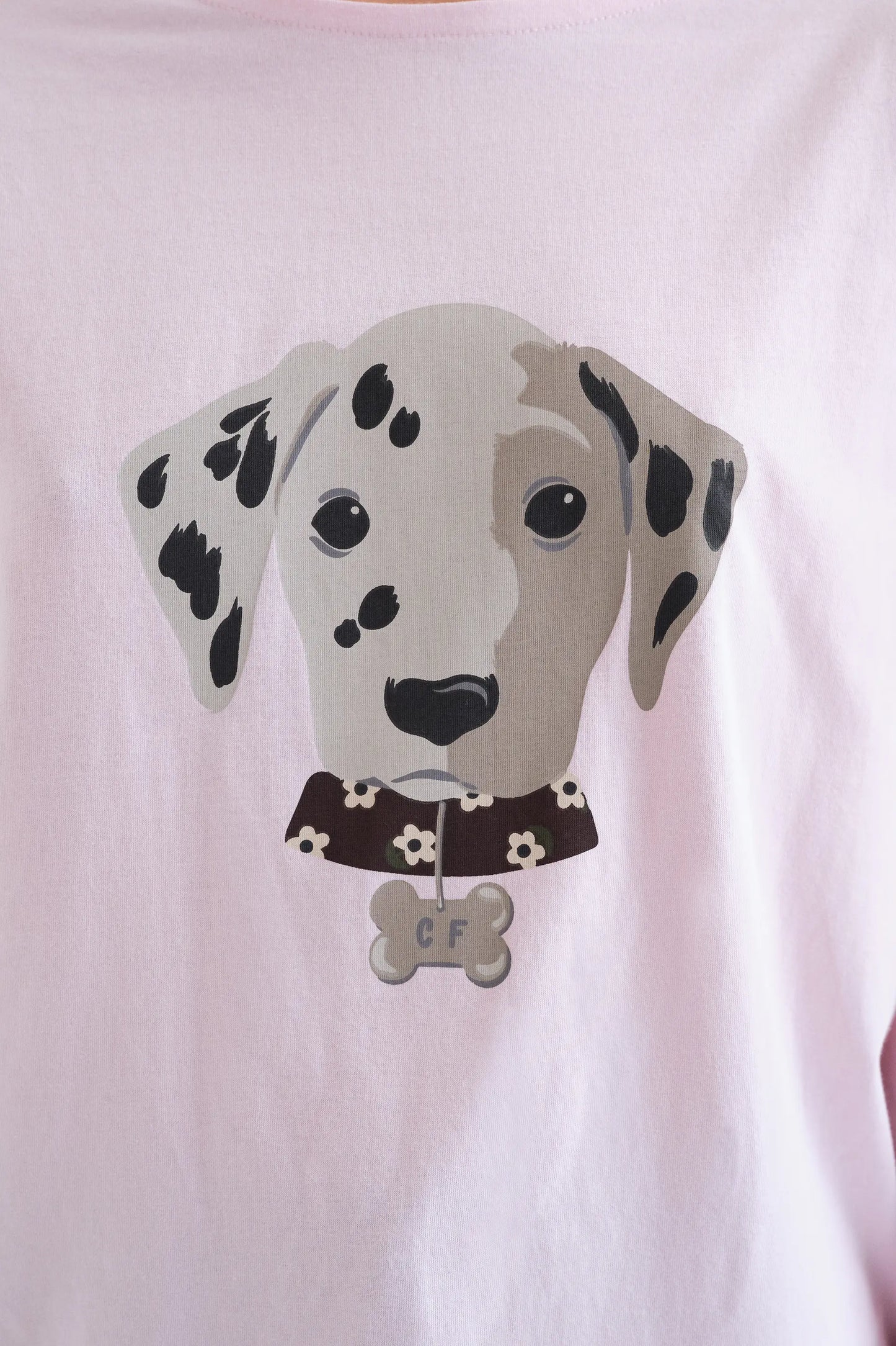 T-shirt 100% cotone rosa con stampa Dalmata