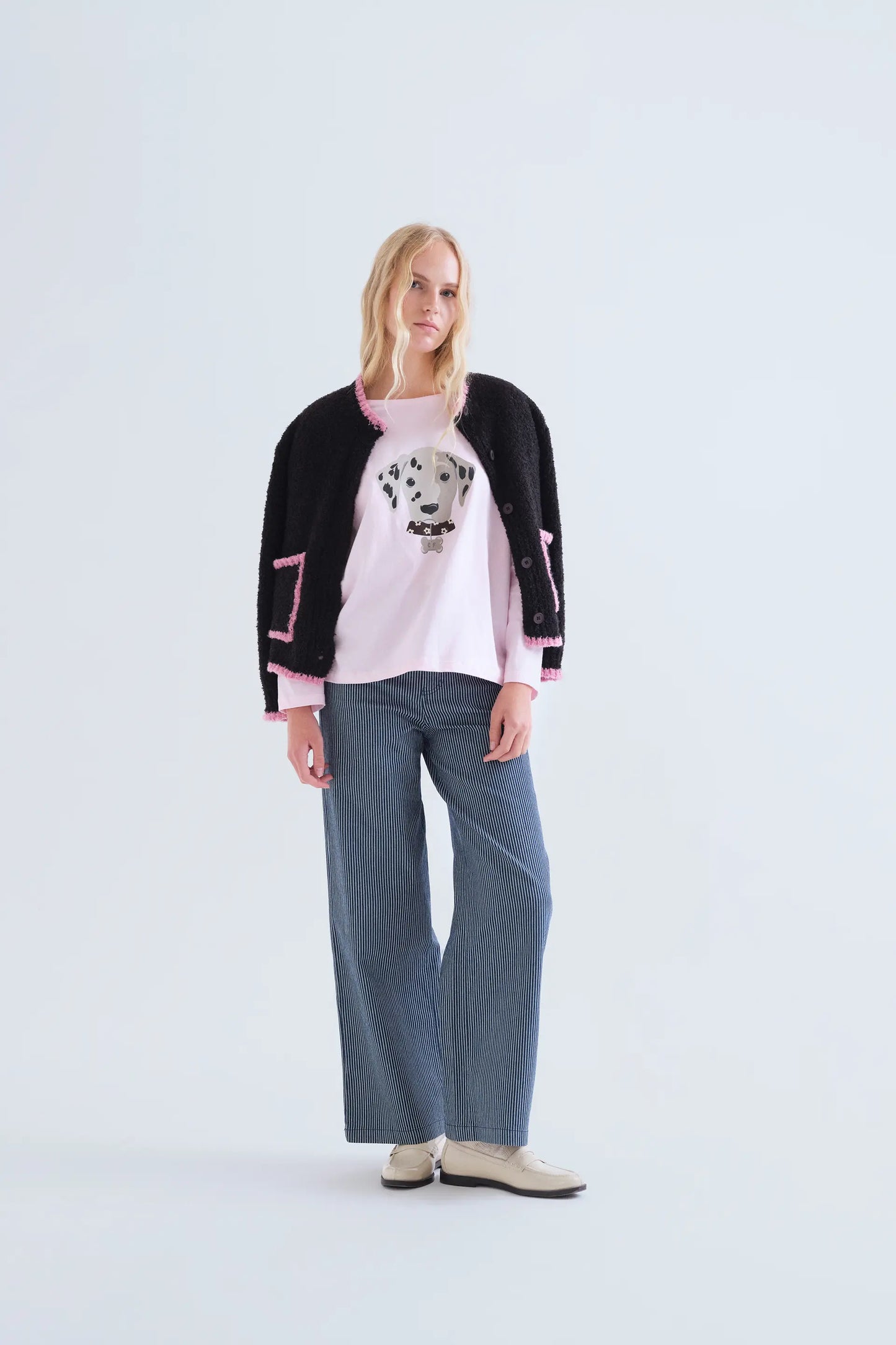 T-shirt 100% cotone rosa con stampa Dalmata