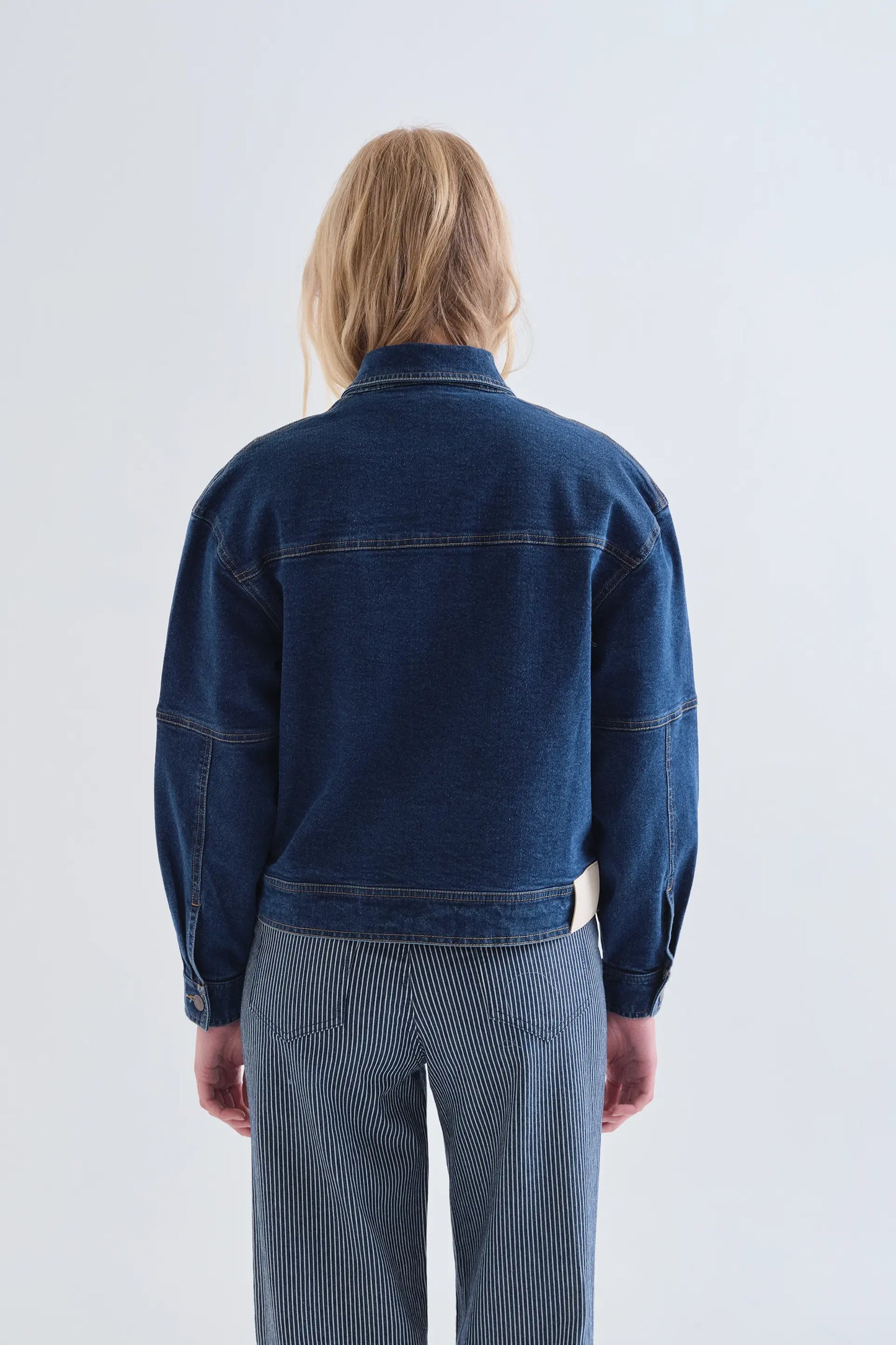 Navy blue denim jacket with Euphonia embroidery
