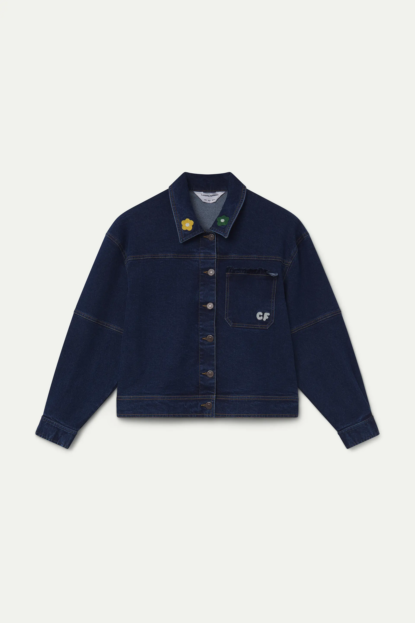 Navy blue denim jacket with Euphonia embroidery