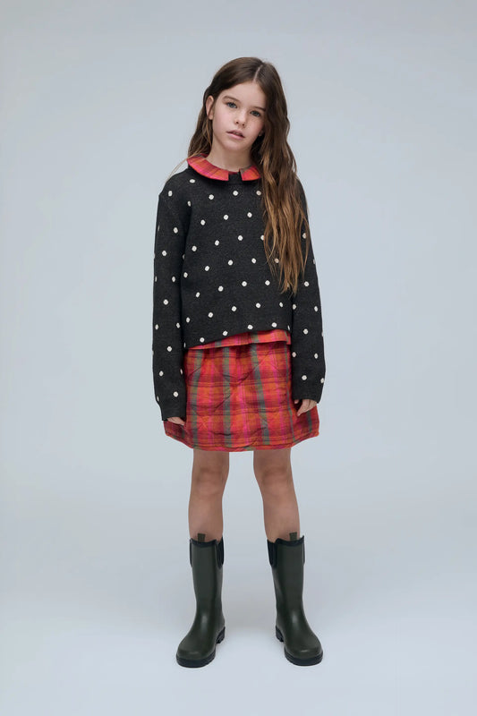 Jersey de niña con estampado de puntos mini verde