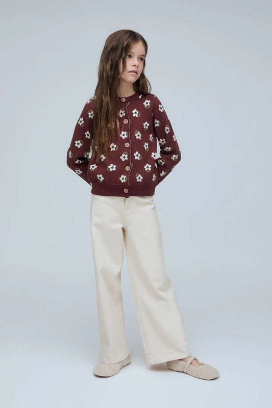 Cárdigan punto de niña con estampado Santini