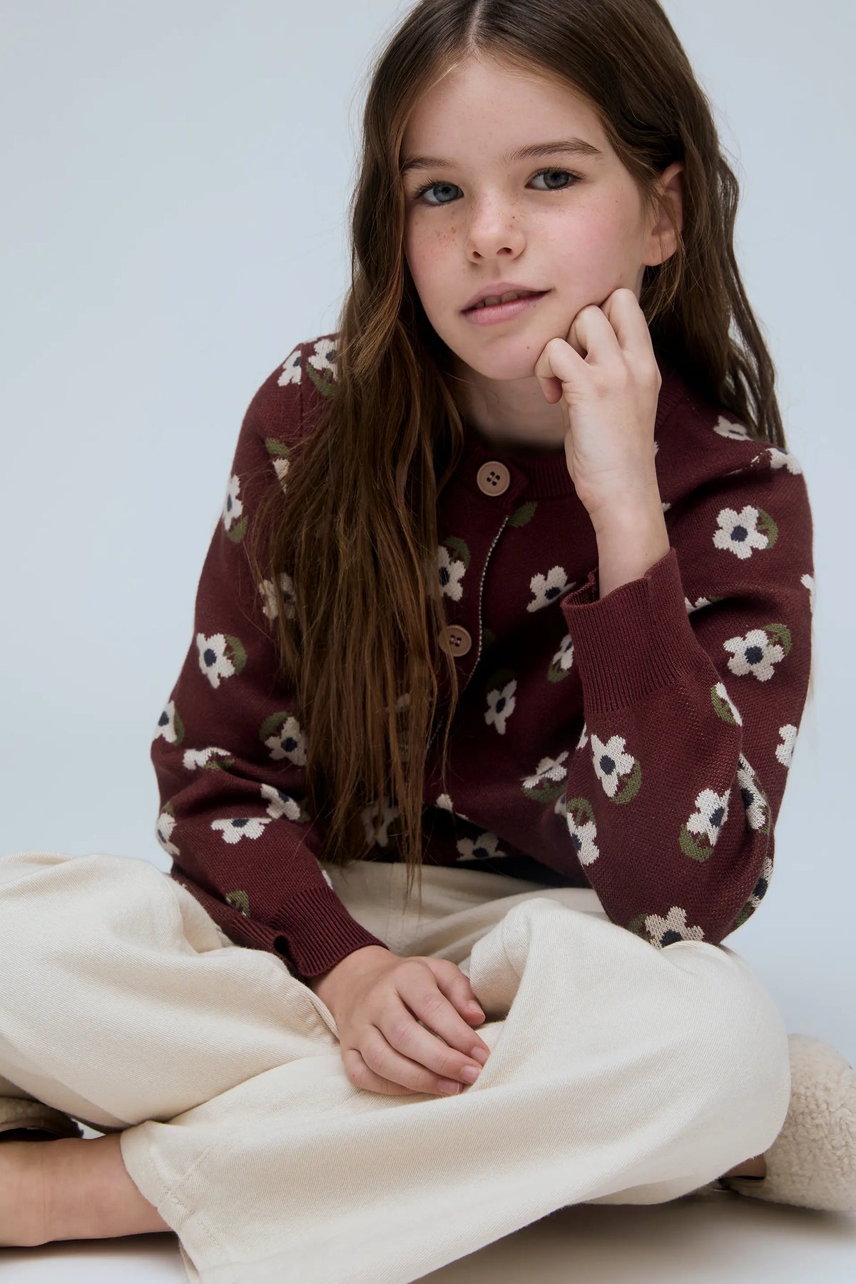 Cárdigan punto de niña con estampado Santini