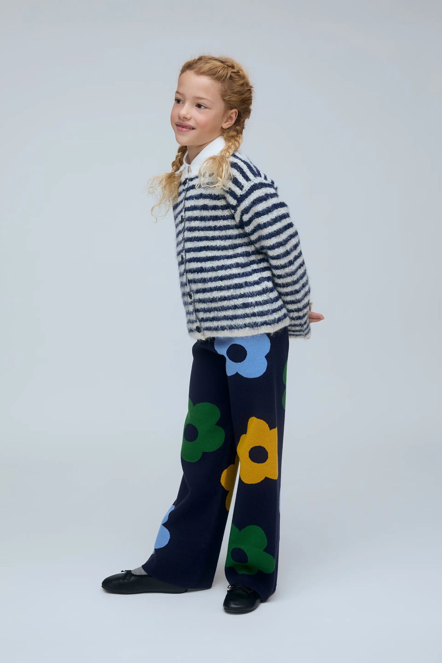 Cardigan unisex con stampa a righe bianco e blu