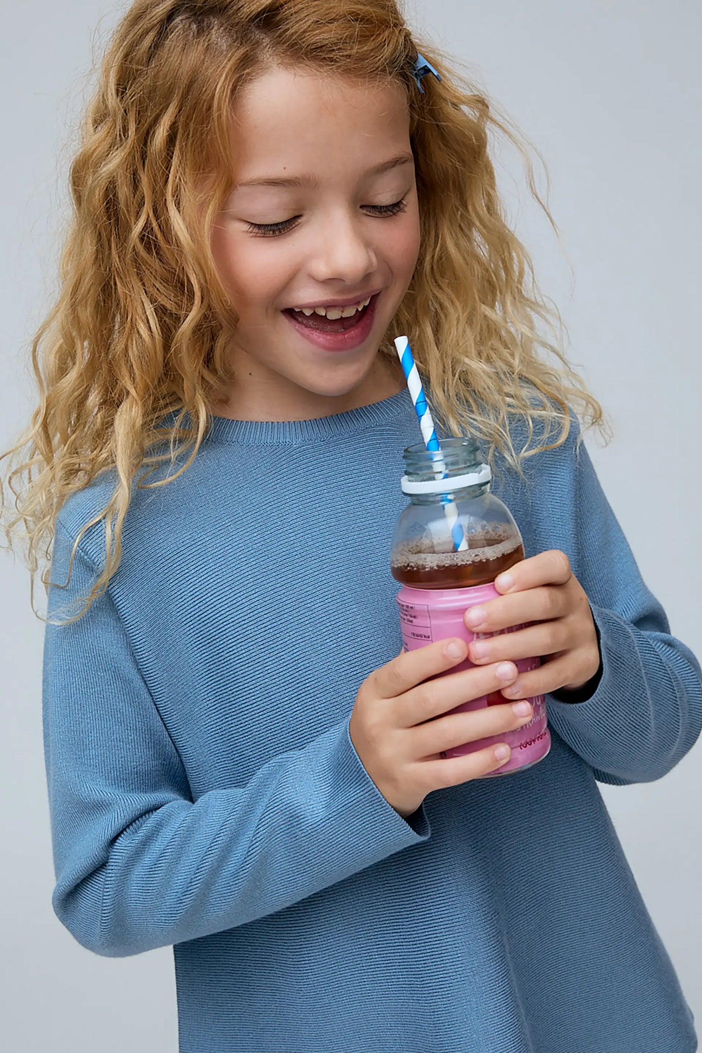 Jersey de niña mezcla algodón azul claro