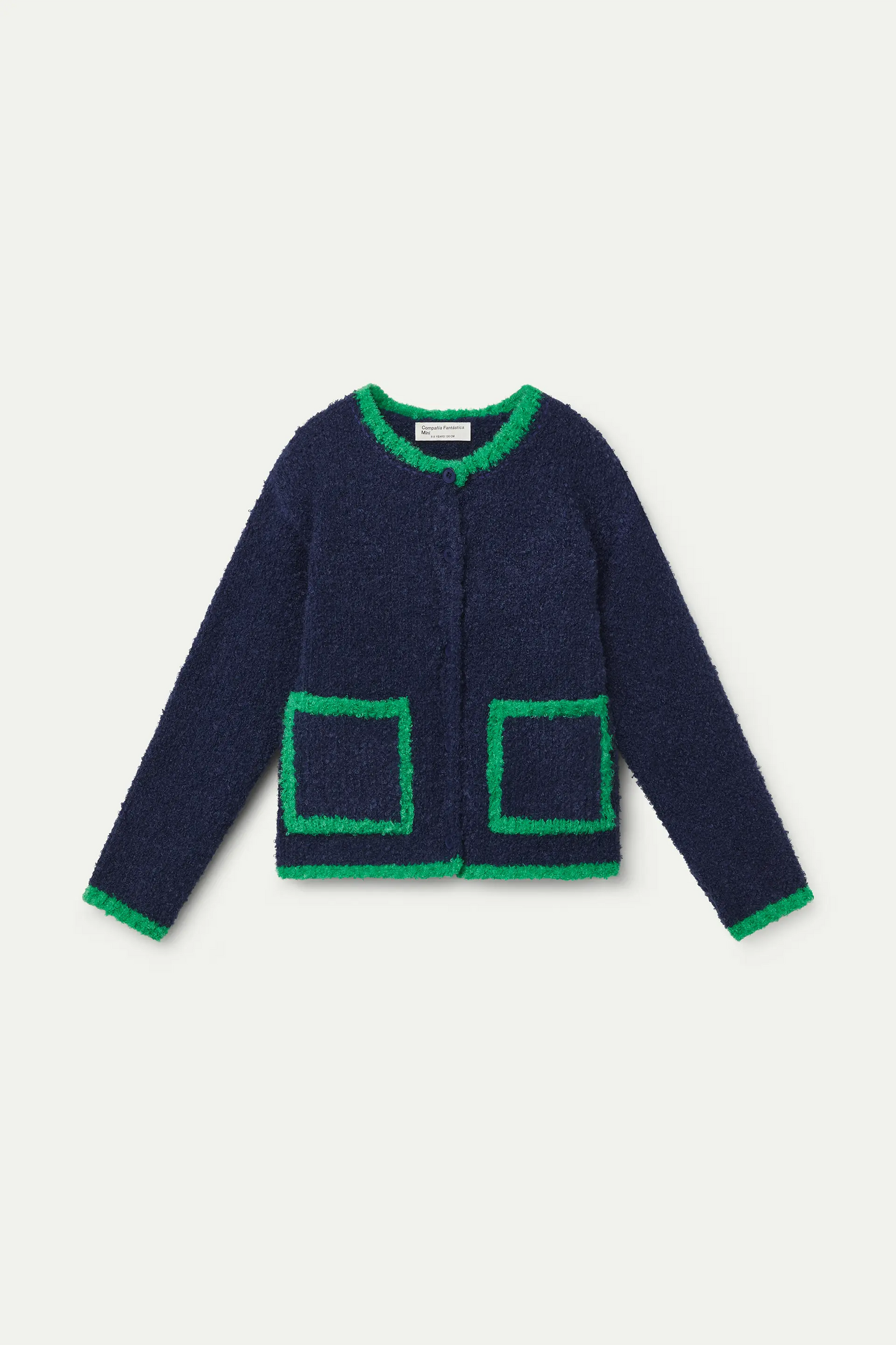 Cardigan da bambina blu navy e verde