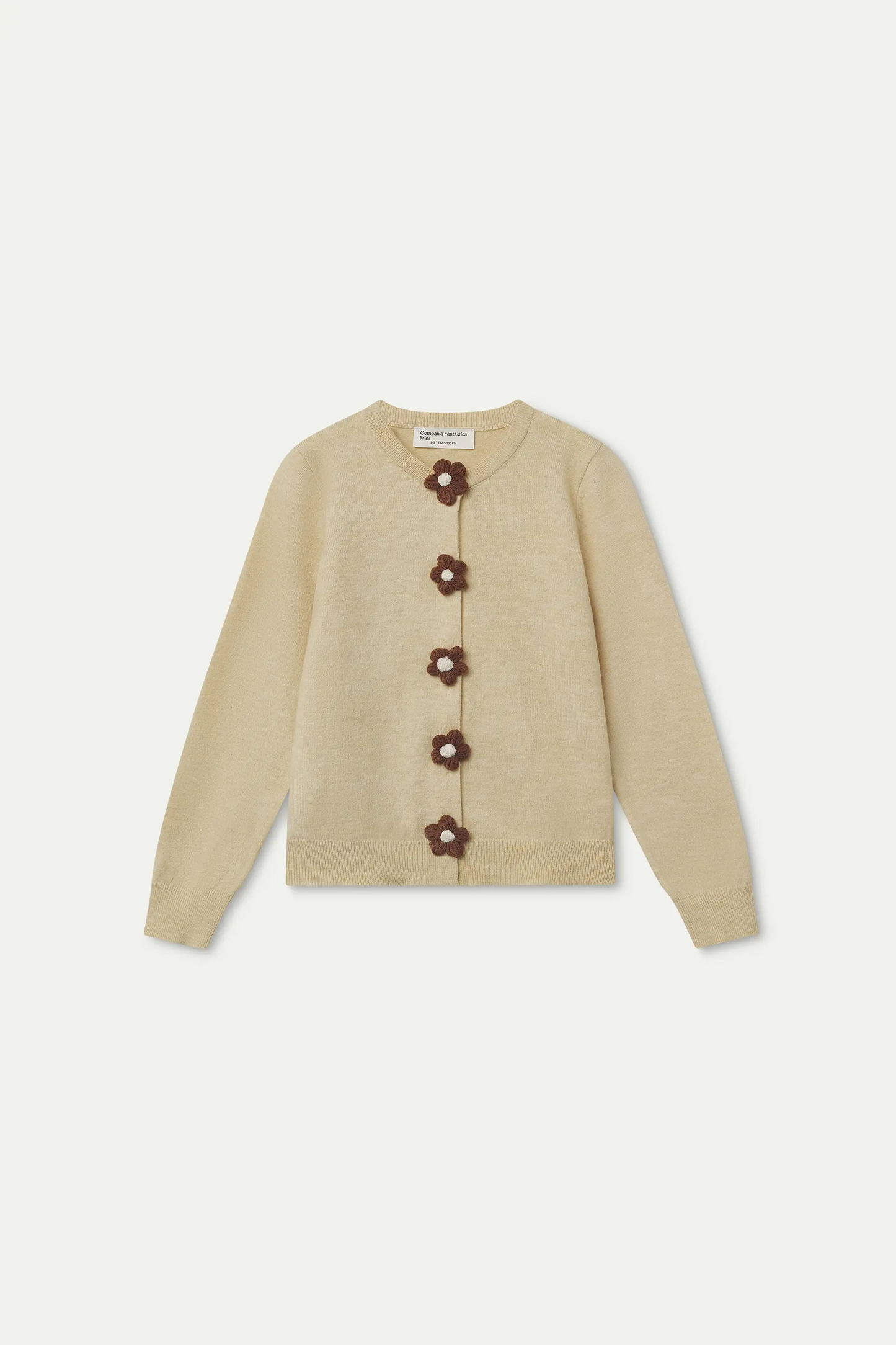 Off-white girl's cardigan with flower buttons