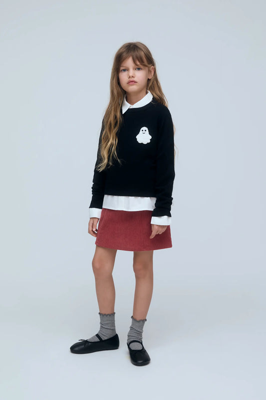 Jersey unisex negro con detalle de fantasma