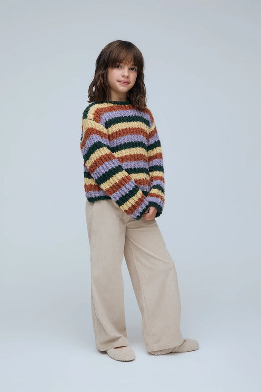 Pantalón de niña pana blanco roto