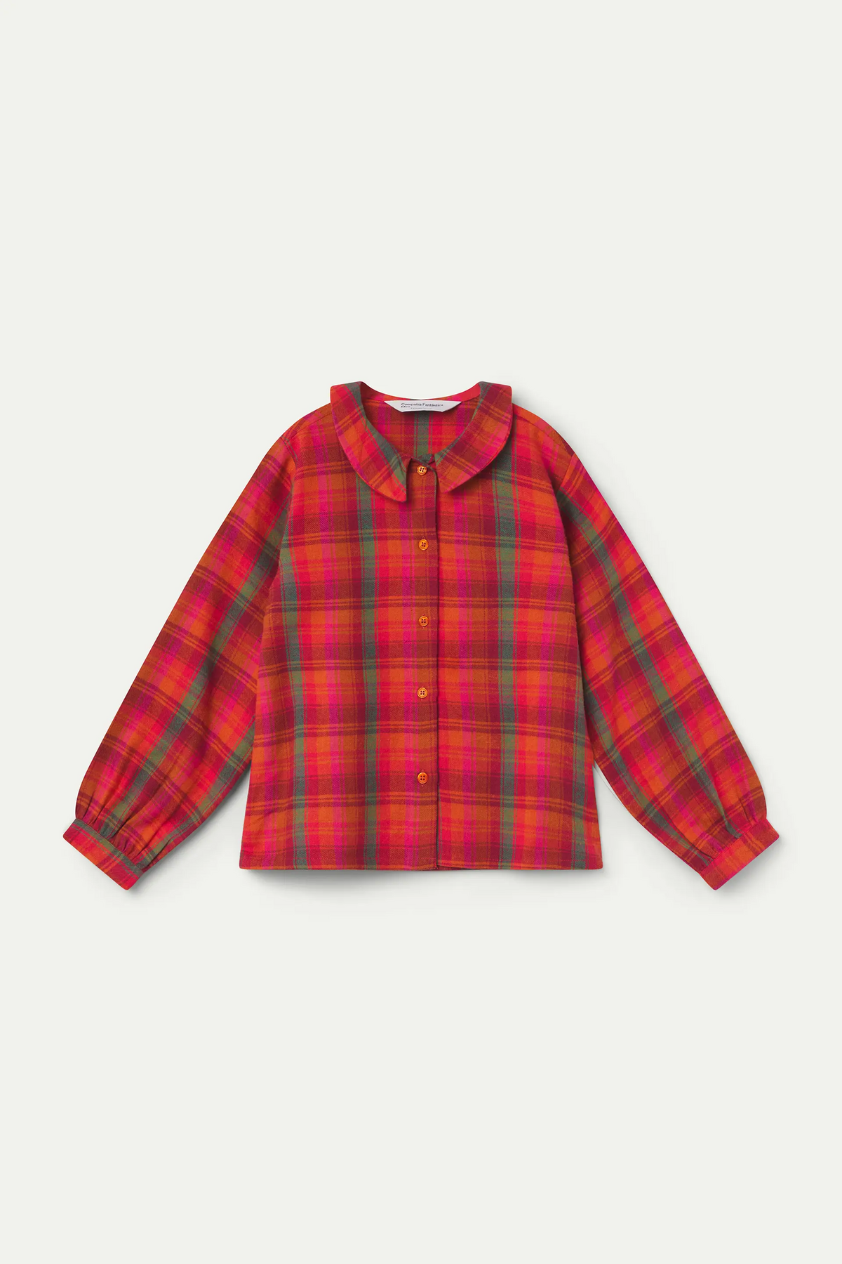 Camisa de niña 100% algodón con estampado de cuadros rosa