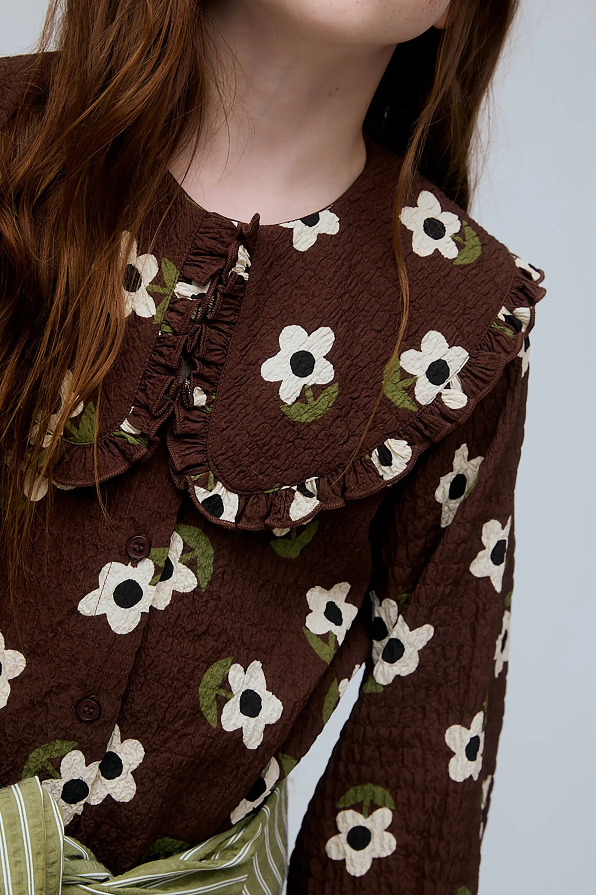 Camisa de niña cuello babero con estampado Santini