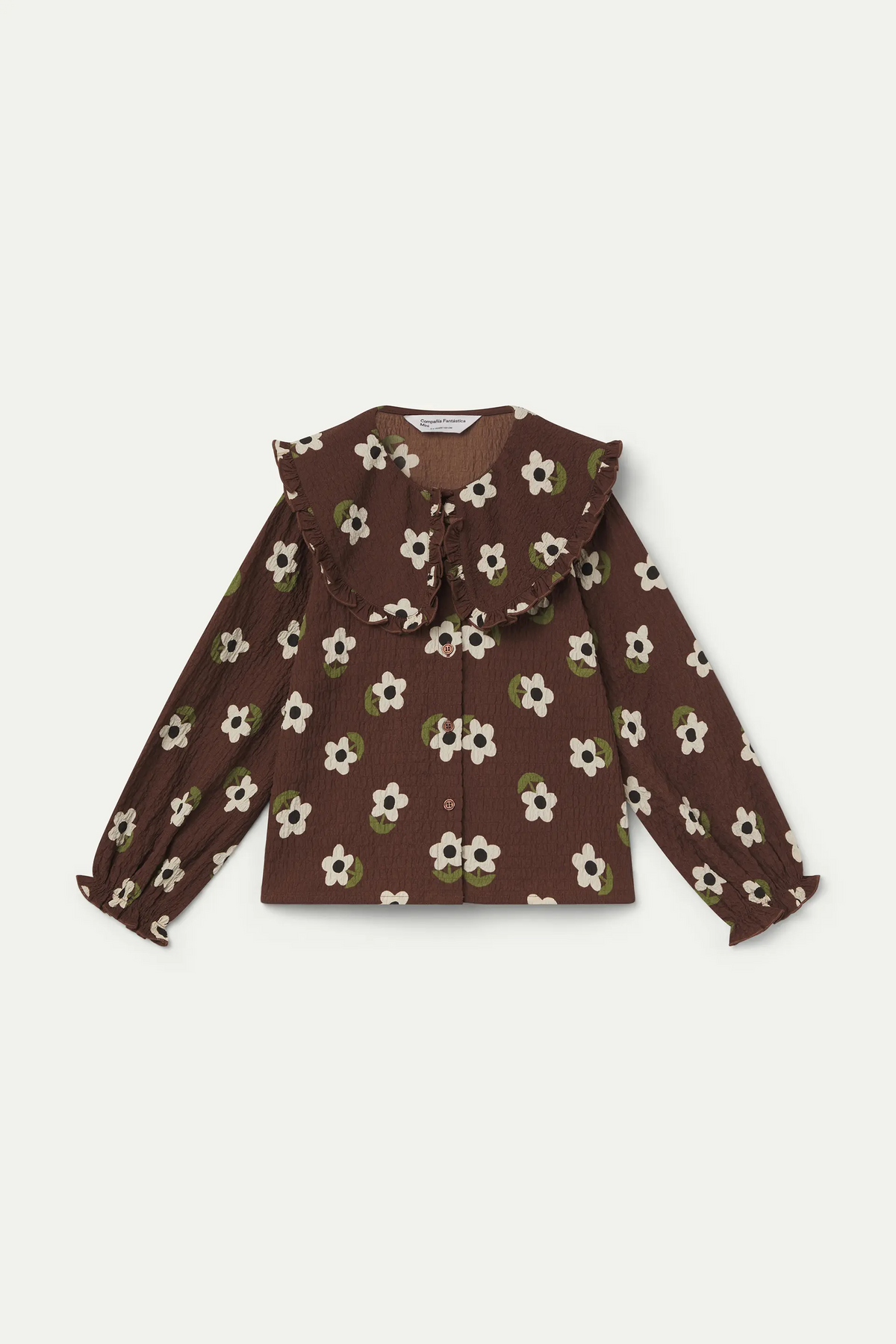 Camisa de niña cuello babero con estampado Santini
