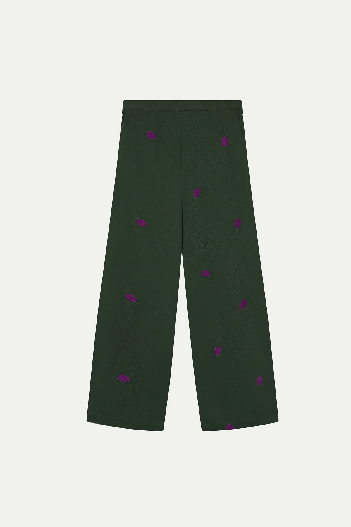 Pantalón 100% algodón de niña con bordado de Berenjena