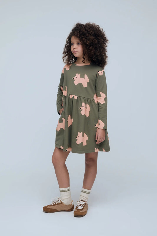 Vestido corto de niña 100% algodón con estampado Volpe