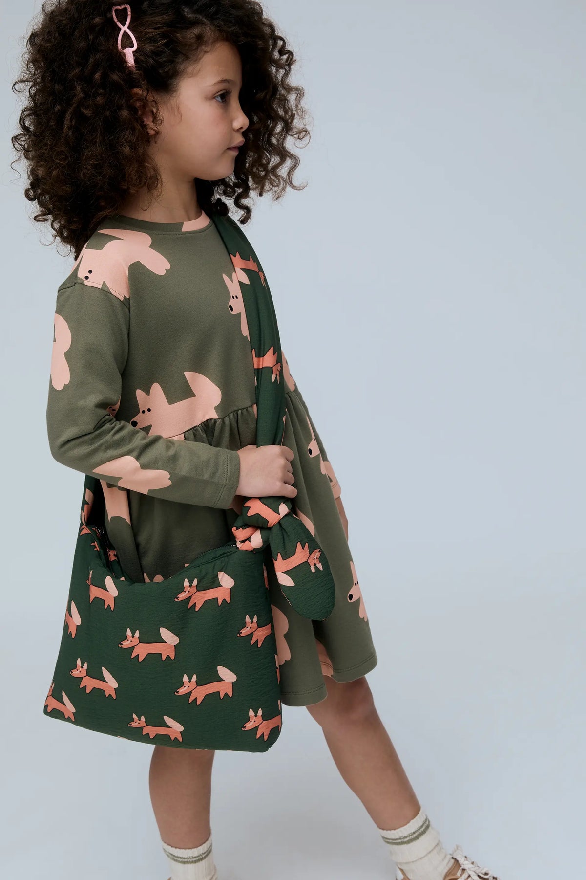 Vestido corto de niña 100% algodón con estampado Volpe