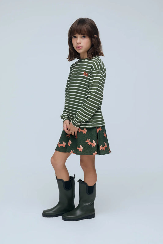 Camiseta unisex 100% algodón con estampado de rayas verde y blanco