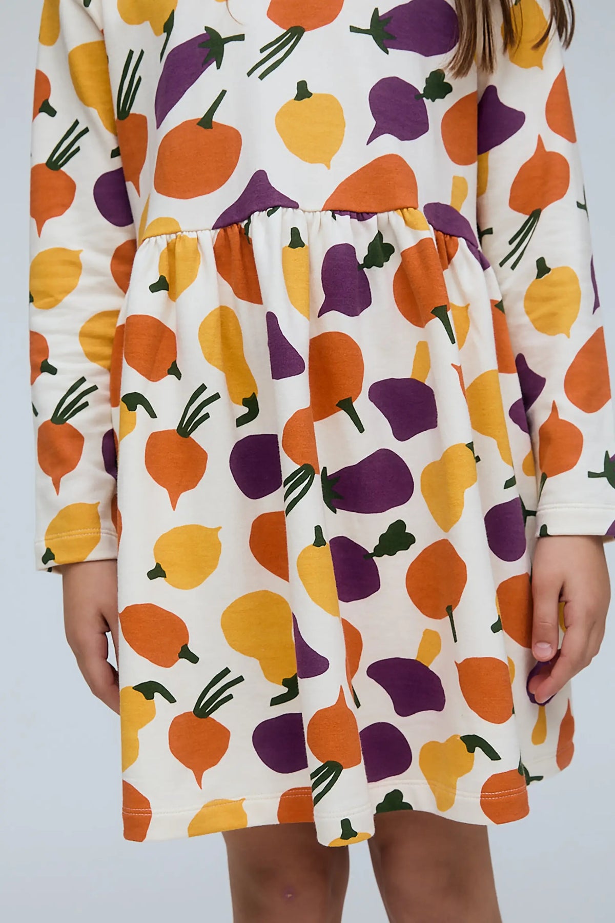 Vestido corto de niña 100% algodón con estampado Vegetales