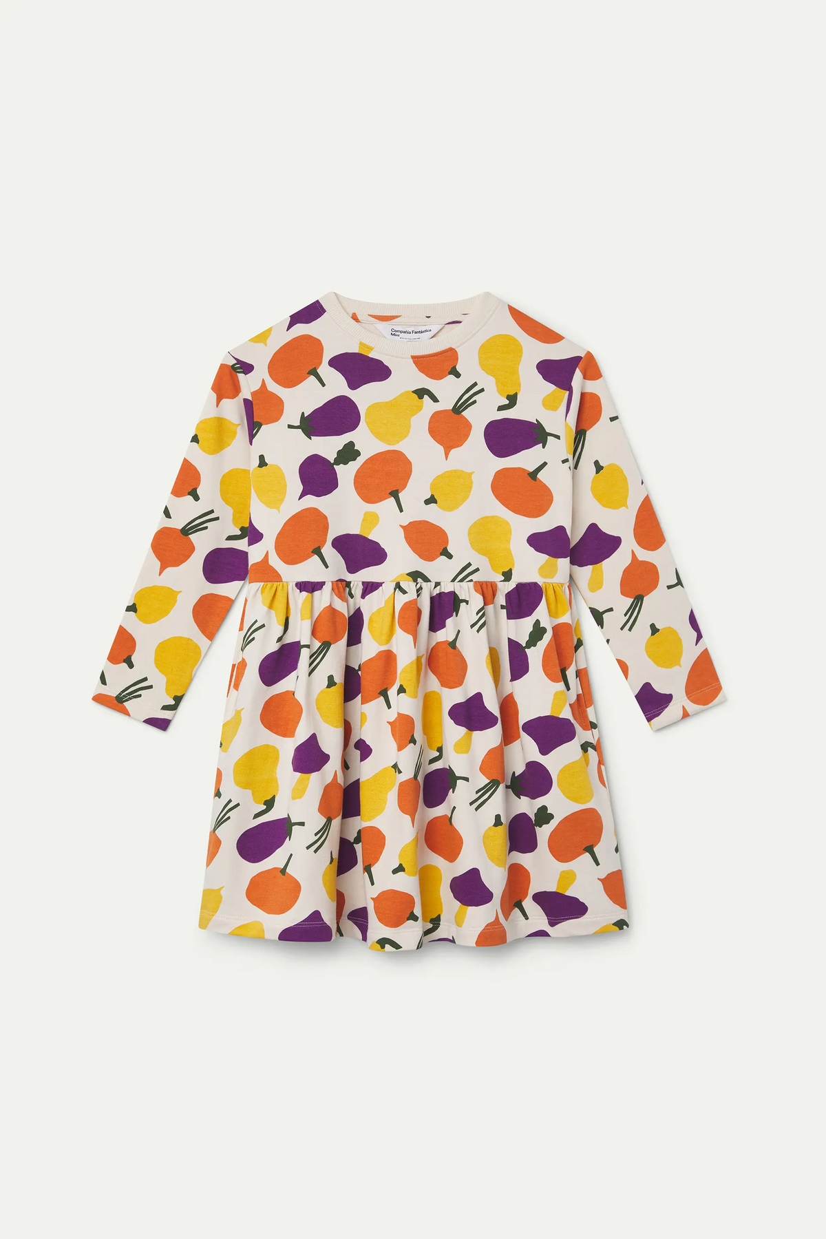 Vestido corto de niña 100% algodón con estampado Vegetales
