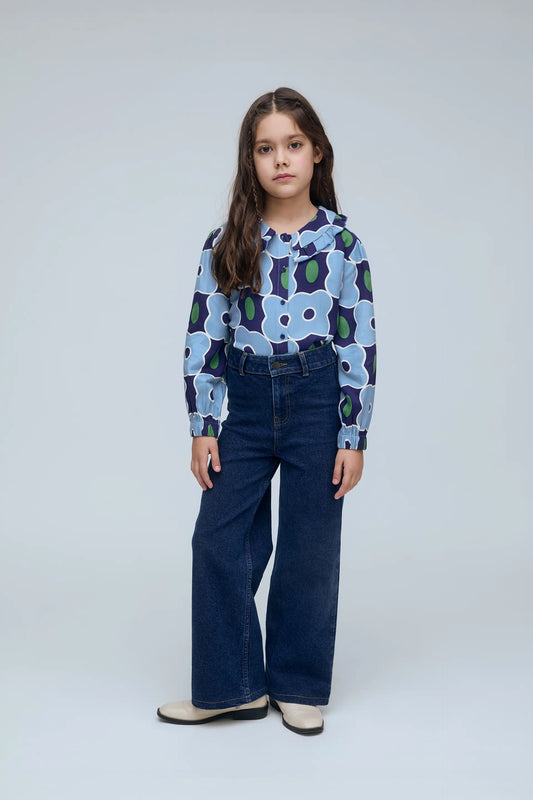 Camisa de niña cuello babero con estampado Inverness