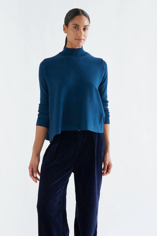 Jersey cuello alto básico azul
