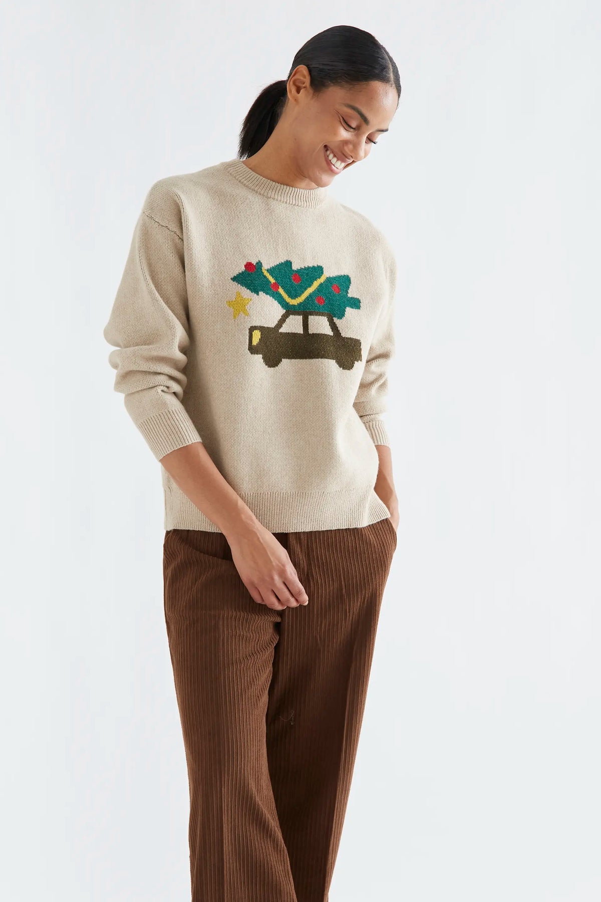 Jersey punto con estampado Xmas Car
