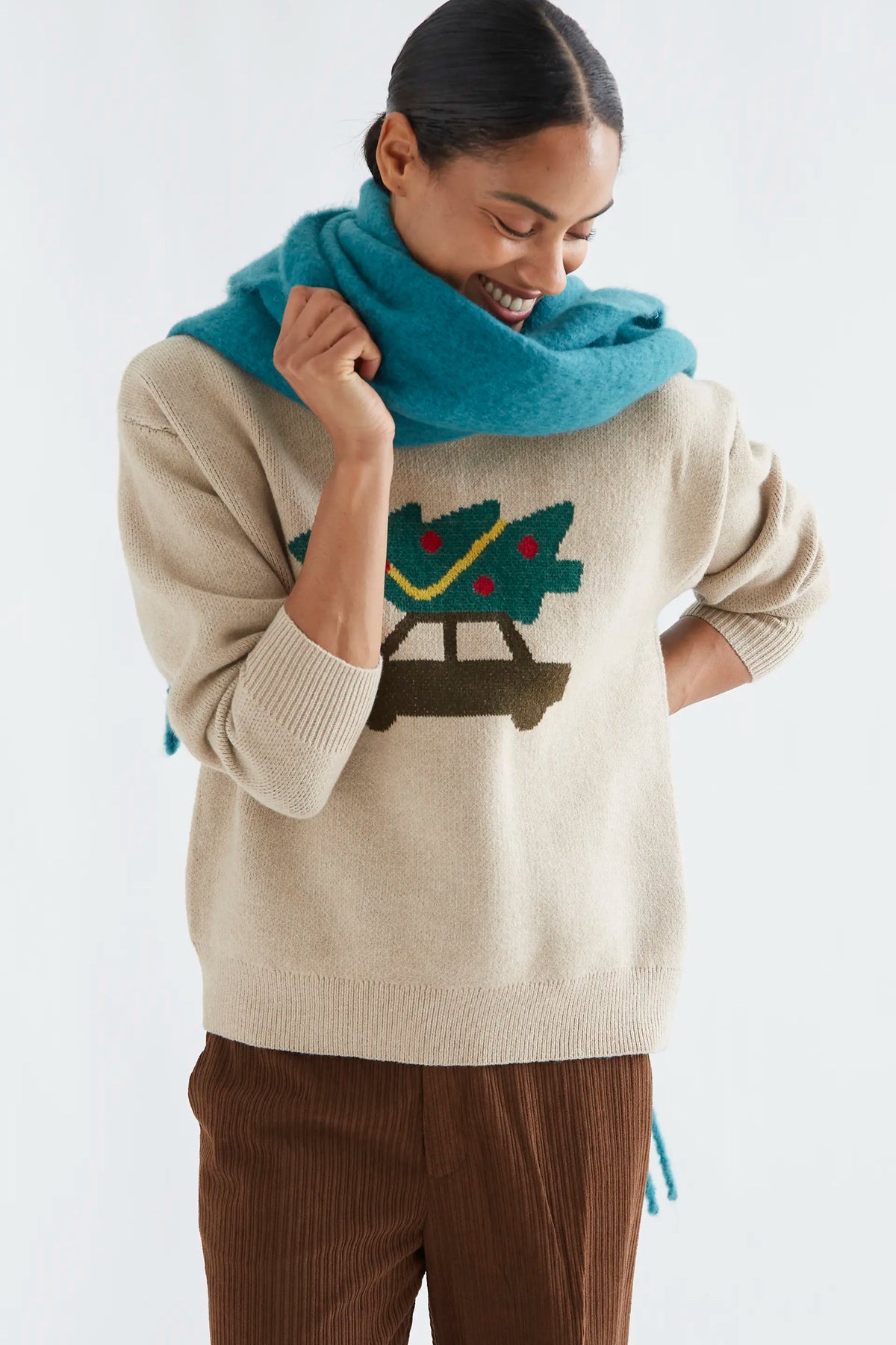Jersey punto con estampado Xmas Car