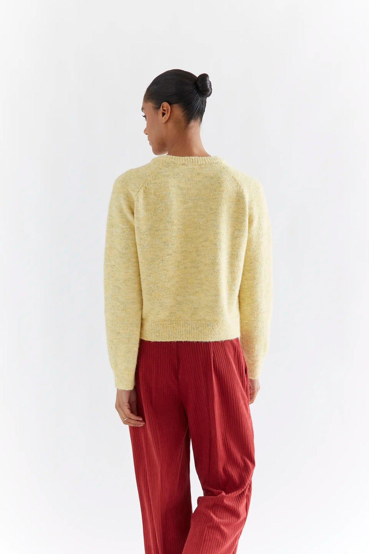 Cárdigan punto mezcla lana amarillo