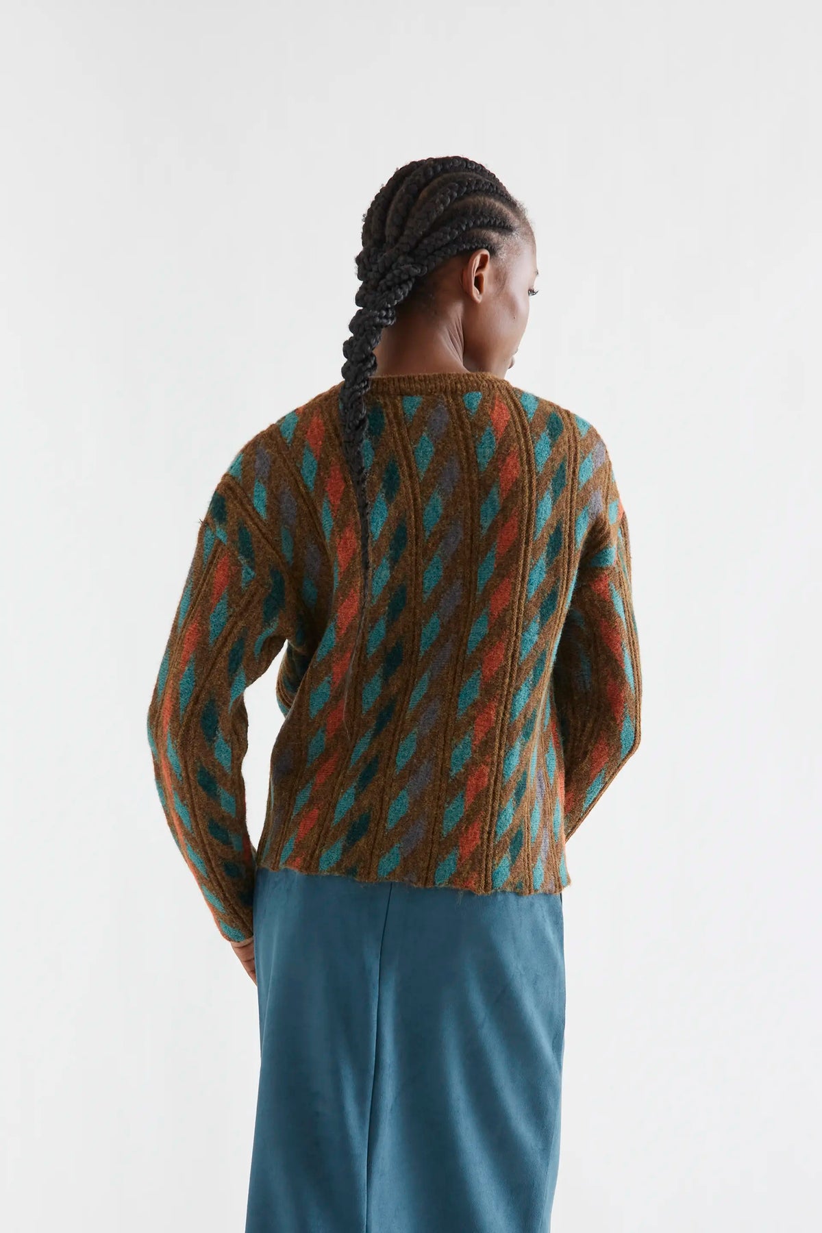 Multicolor geometric print sweater