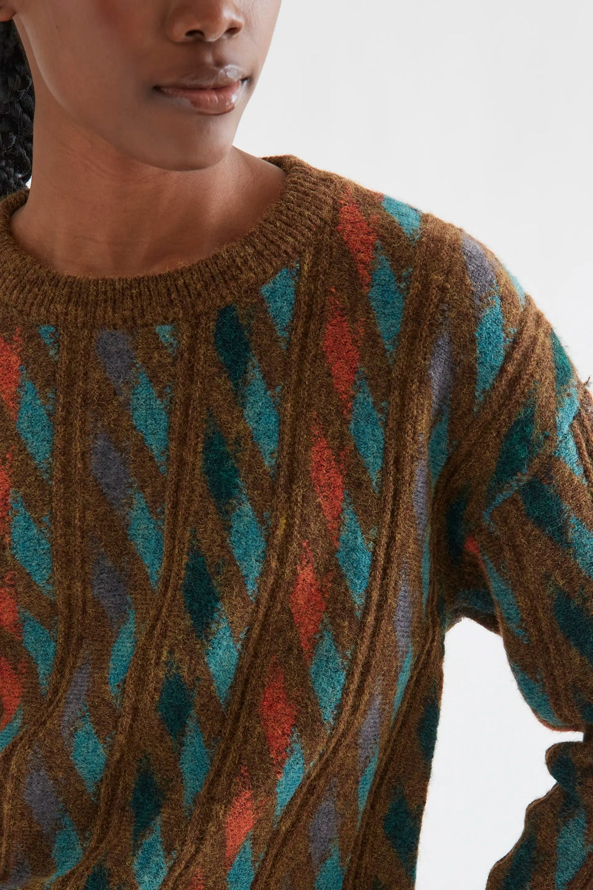 Multicolor geometric print sweater
