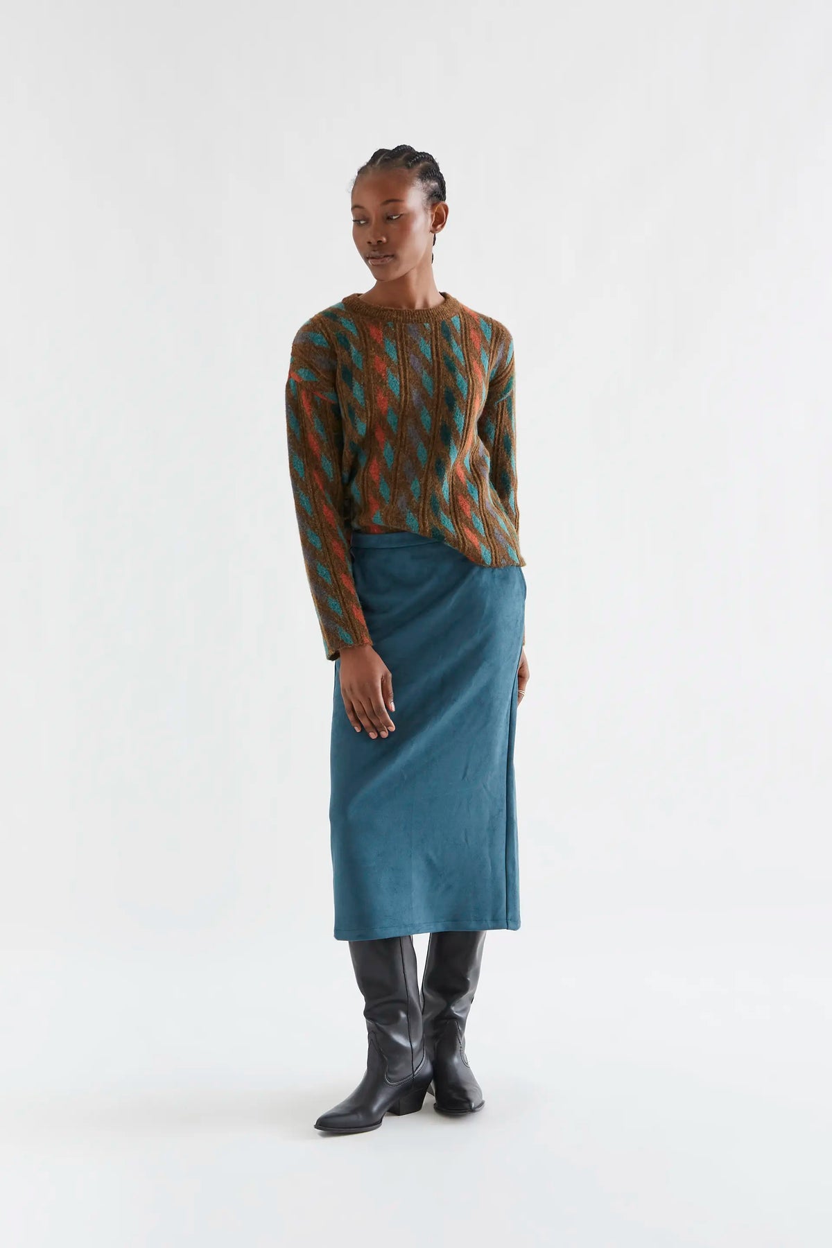 Multicolor geometric print sweater