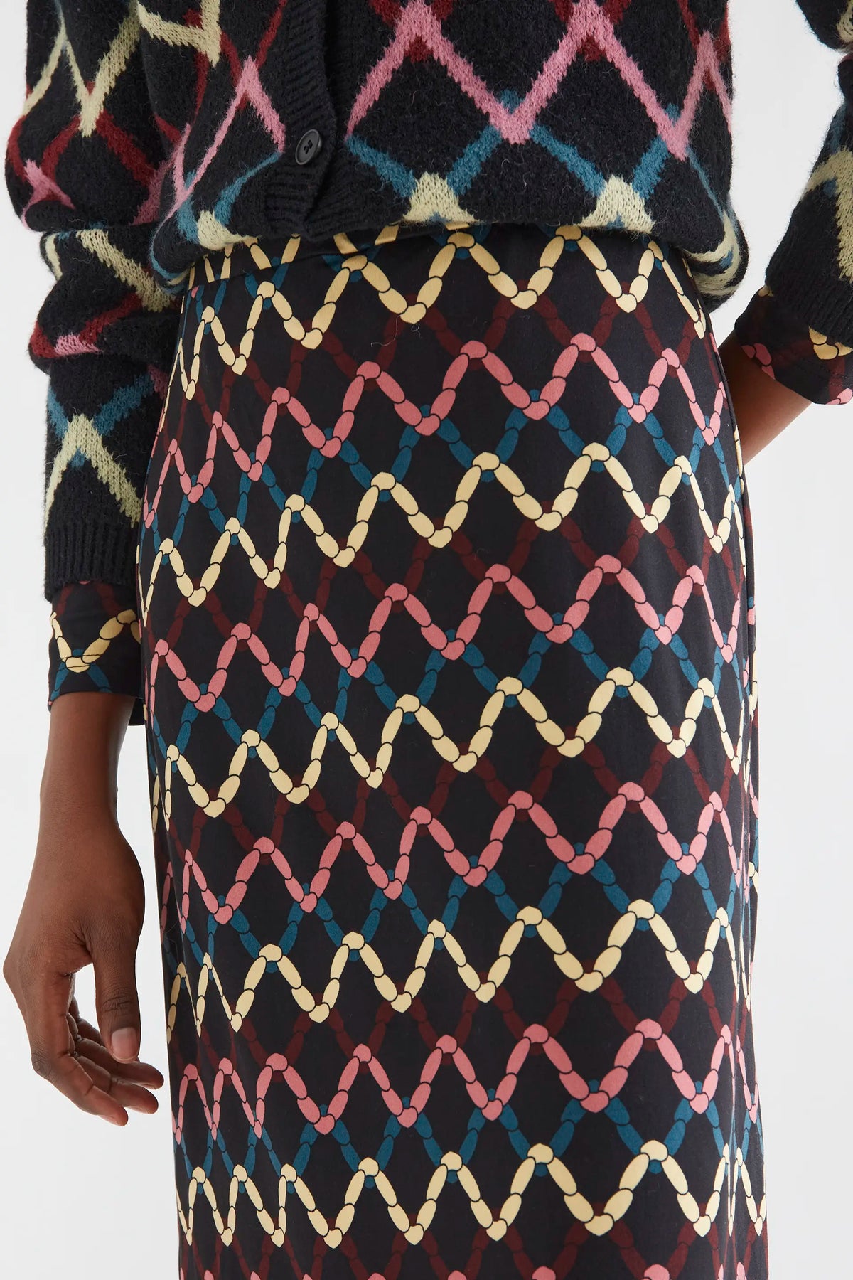 Falda midi con estampado Skein