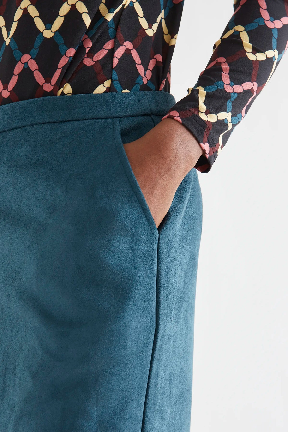 Falda midi ante verde