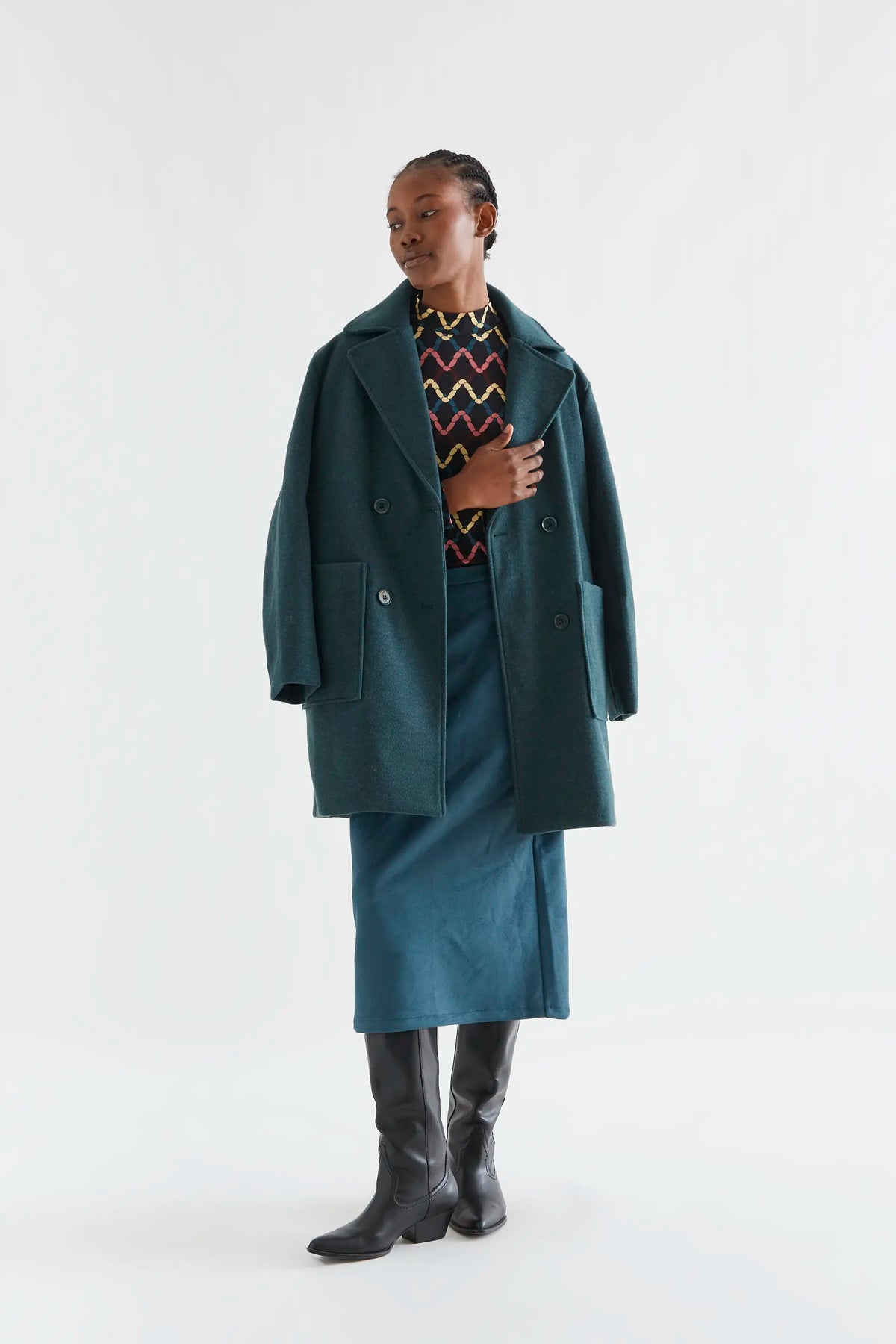 Falda midi ante verde