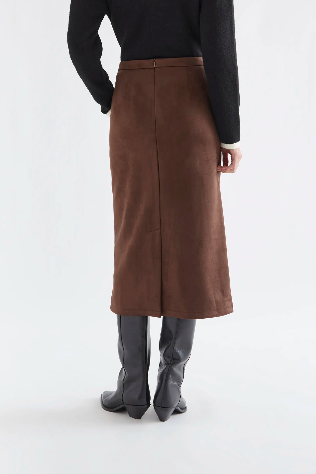Falda midi ante marrón