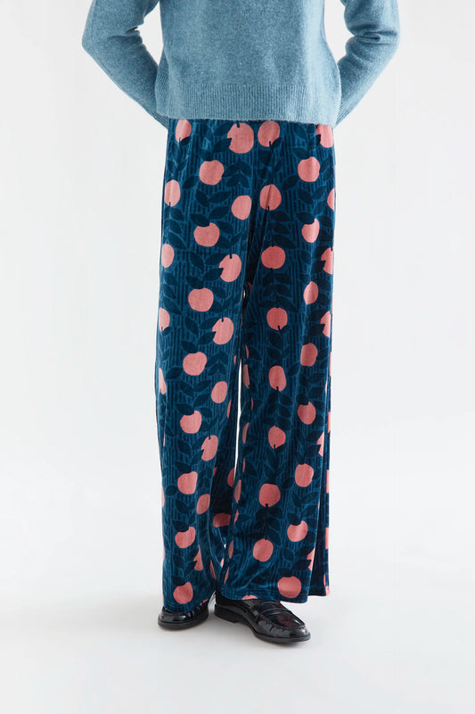 Pantalón de terciopelo con estampado Lychee