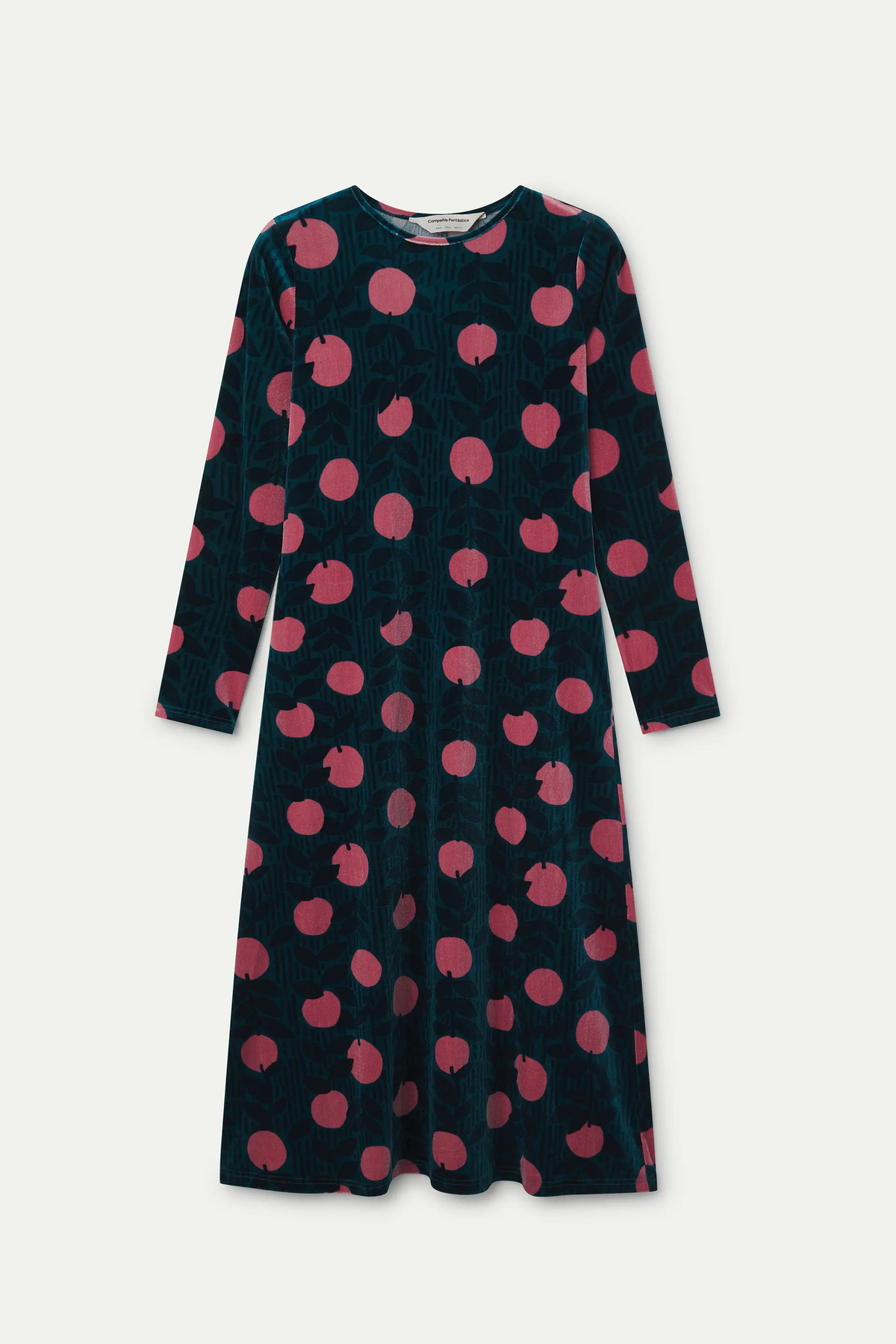 Vestido midi de terciopelo con estampado Lychee